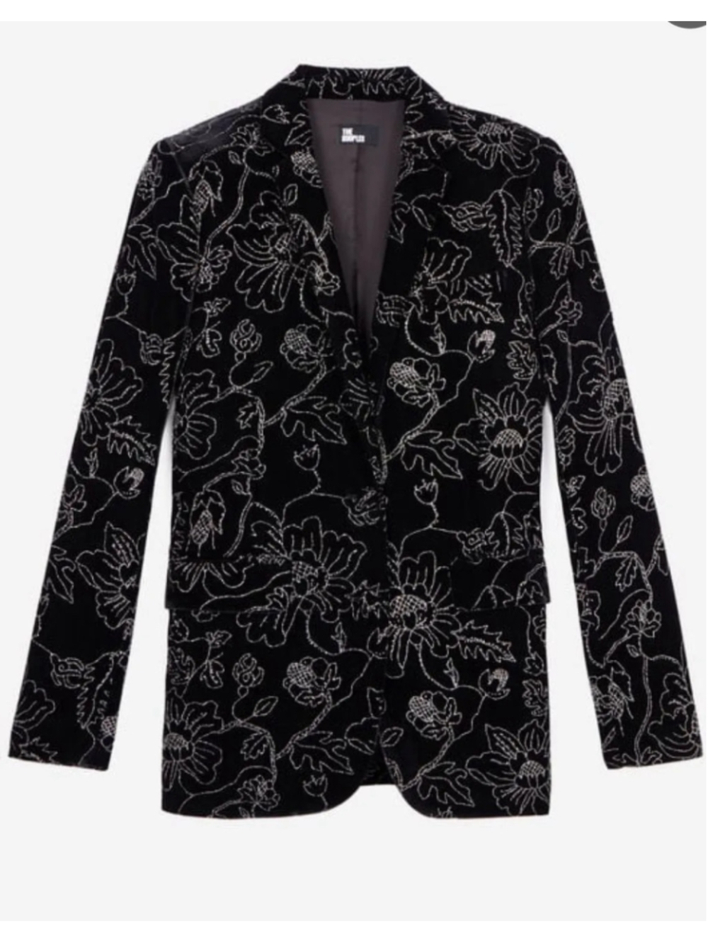 Women's The Kooples Floral Velvet Pantsuit Black Silver Size XS - Picture 4 of 13